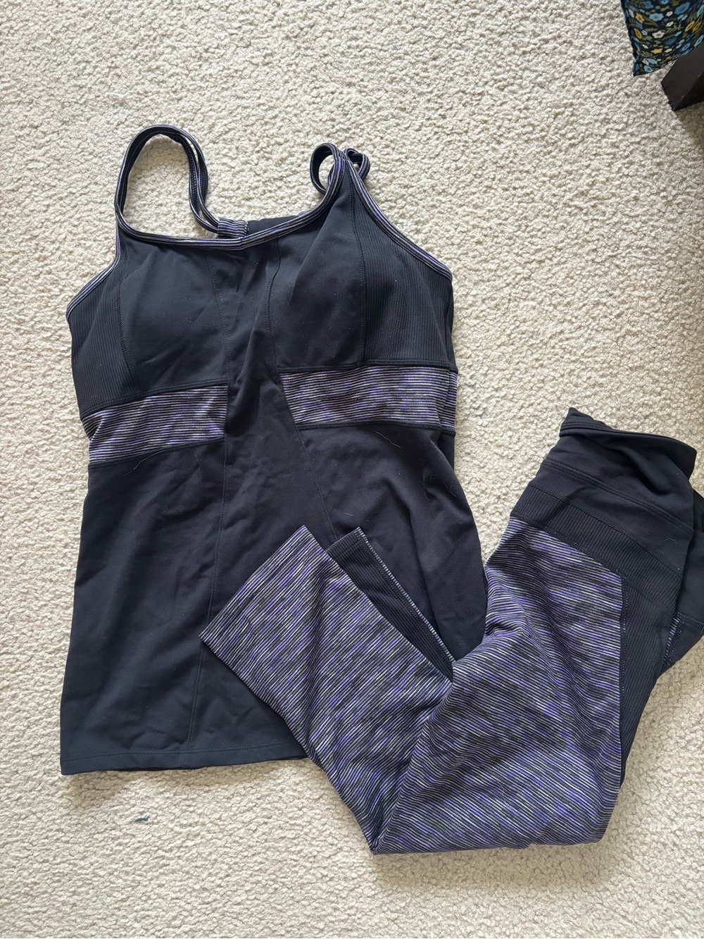 Athleta Black Performance Top with Subtle Purple Accent